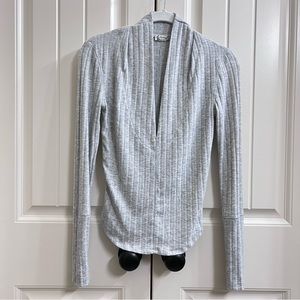 Free People Intimately Long Sleeve V-neck Tee in Gray, Size XS